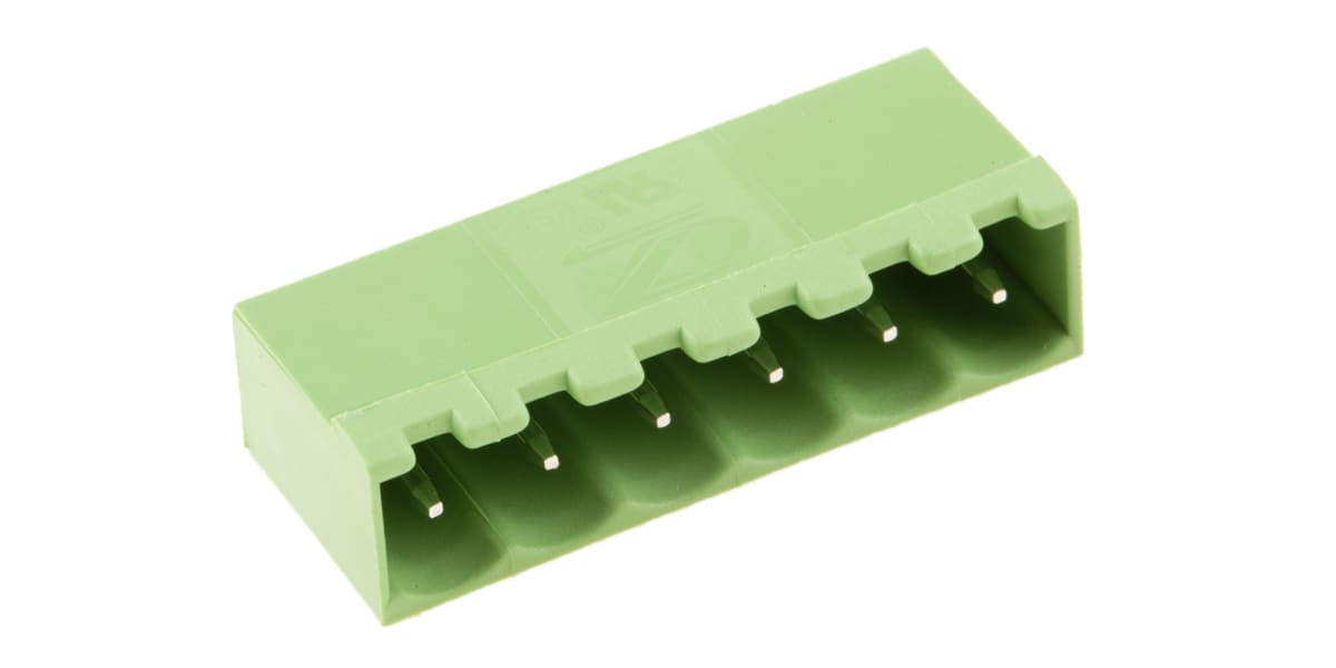Product image for 5mm PCB terminal block, R/A header, 6P
