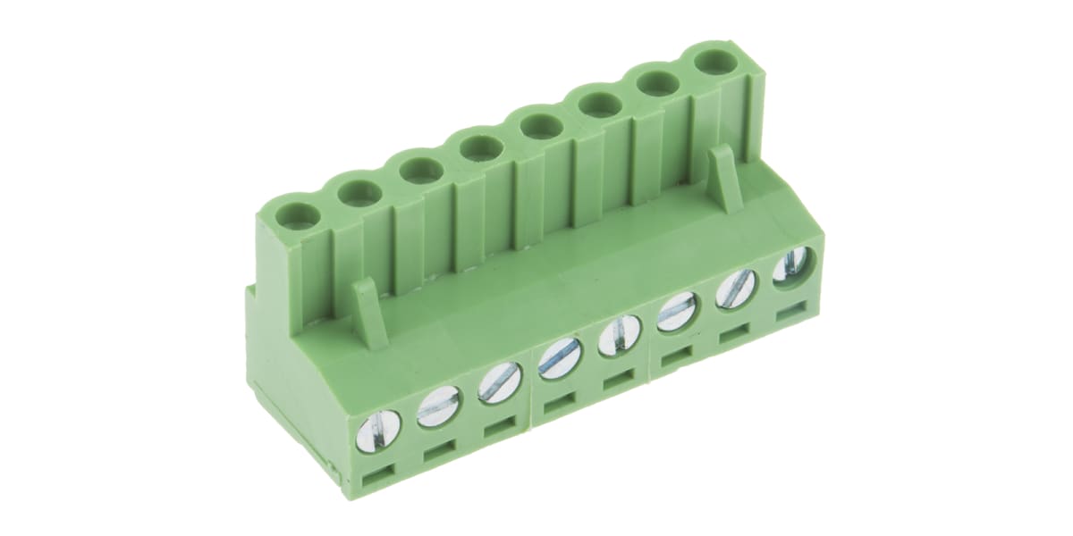 Product image for 5.08mm PCB terminal block, R/A plug, 8P