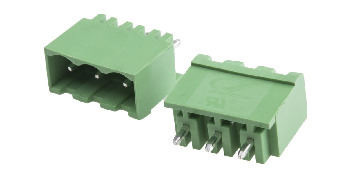 Product image for 5.08 PCB terminal block, vert header, 3P