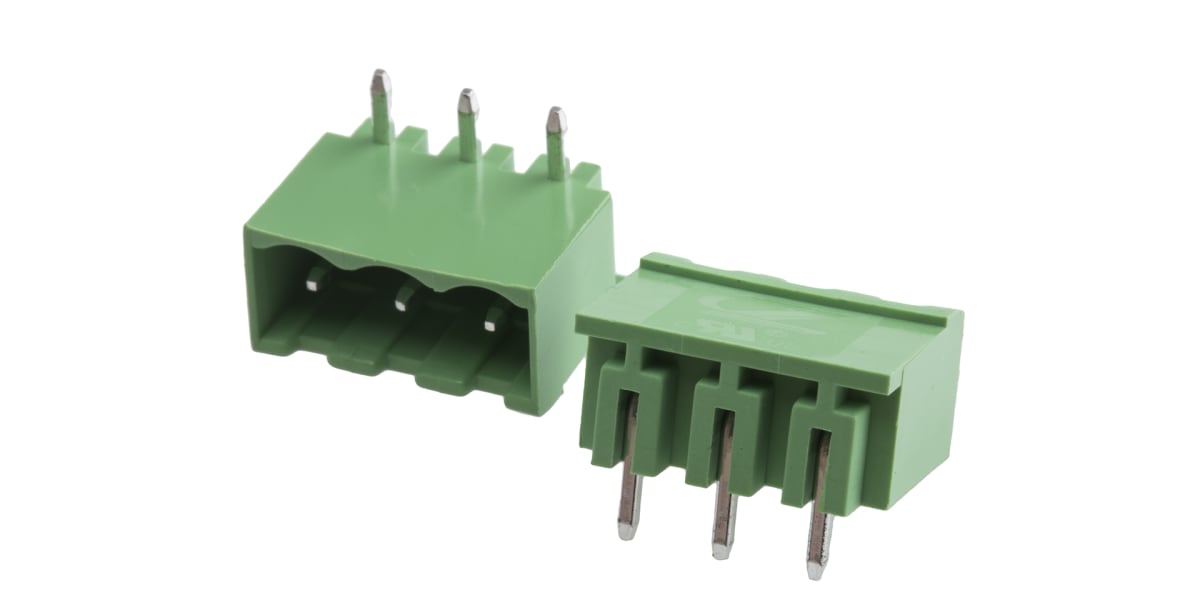 Product image for 5.08 PCB terminal block, R/A header, 3P