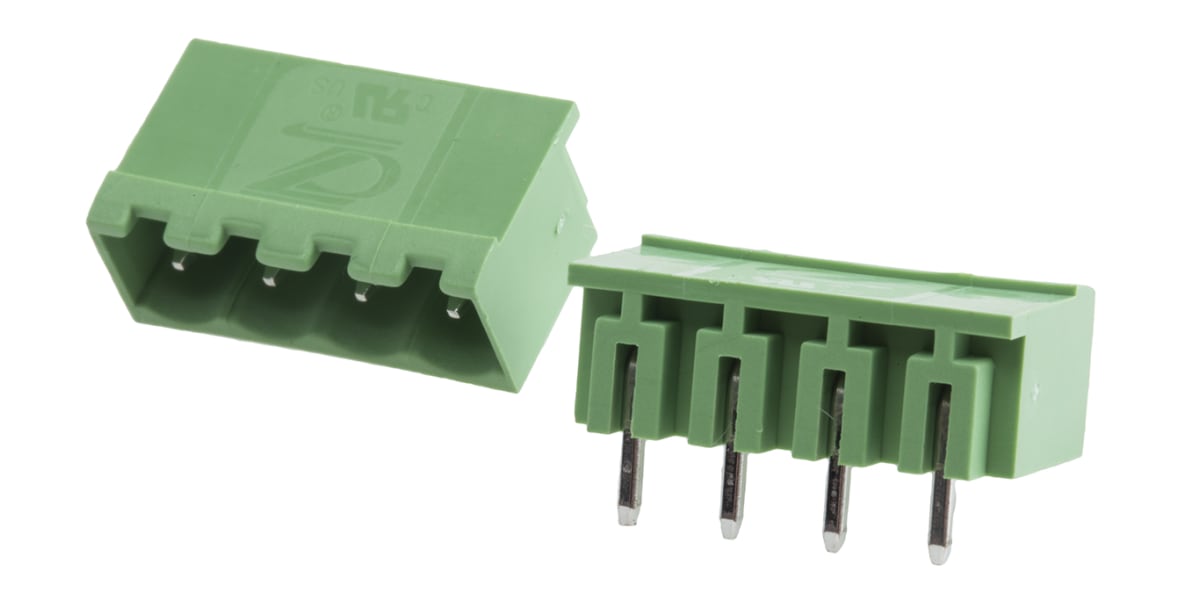 Product image for 5.08 PCB terminal block, R/A header, 4P