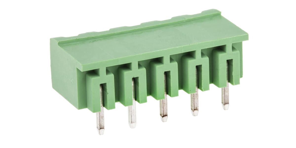 Product image for 5.08 PCB terminal block, R/A header, 5P