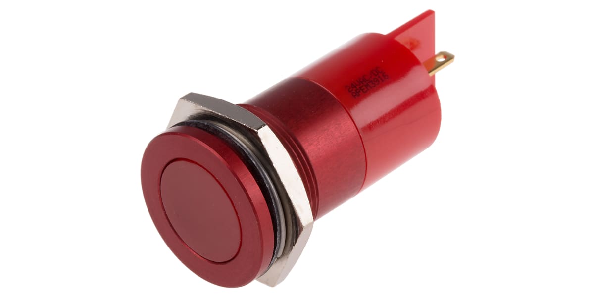 Product image for 22MM FLUSH ANODISED LED, RED 24VAC/DC