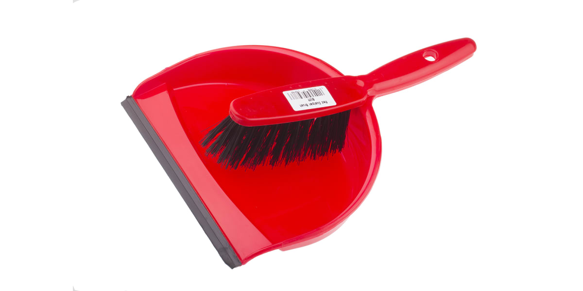 Product image for Stiff Dustpan & Brush Set, Red