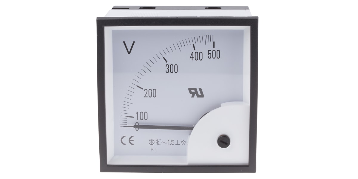 Product image for AC Voltmeter 96x96mm 90 deg scale 500V