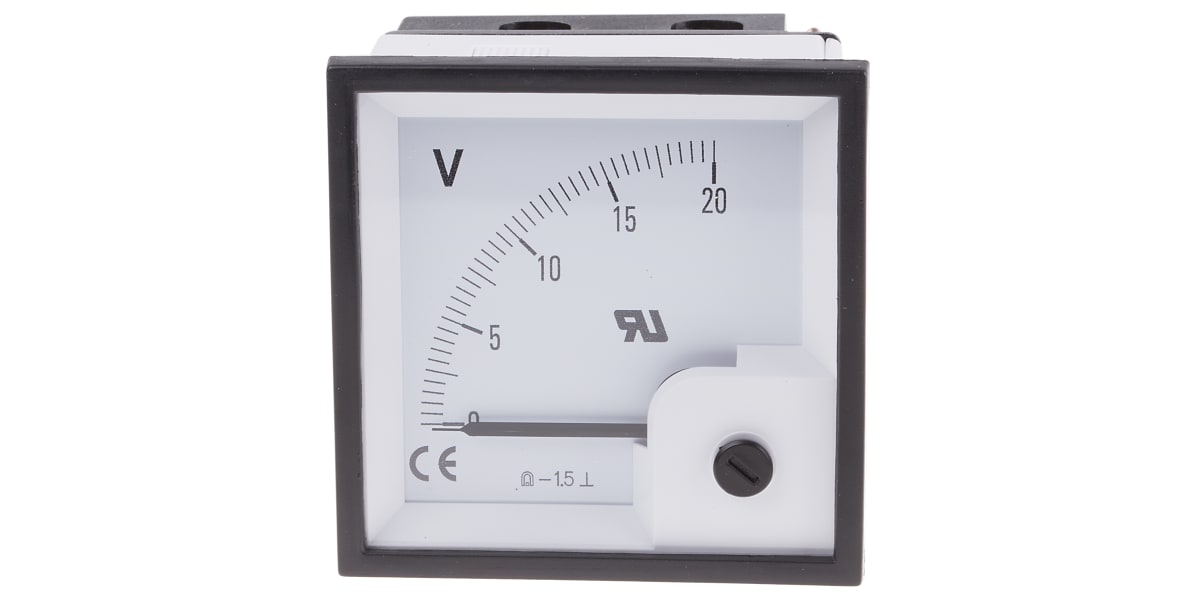 Product image for DC Voltmeter 72x72mm 90 deg scale 20V