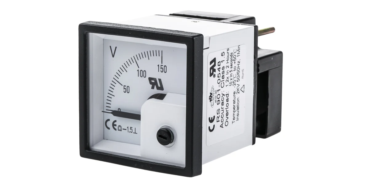 Product image for DC Voltmeter 48x48mm 90 deg scale 150V