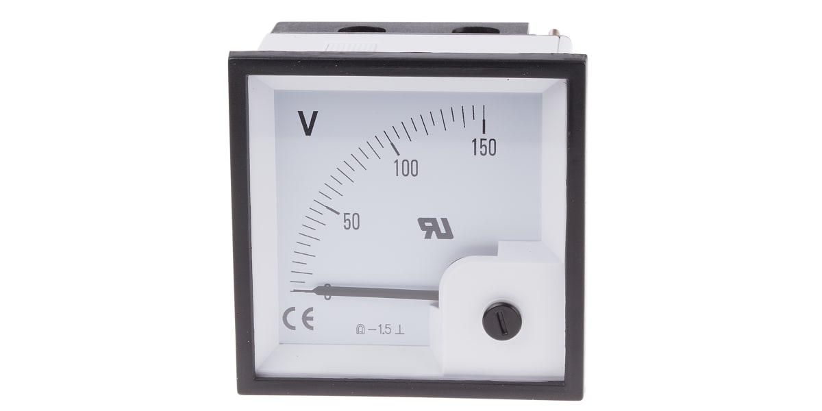 Product image for DC Voltmeter 72x72mm 90 deg scale 150V