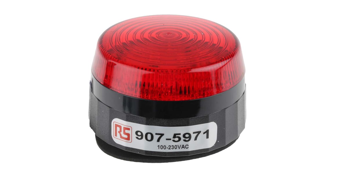 Product image for LED Beacon, Red, Low Prof, 110-230Vac