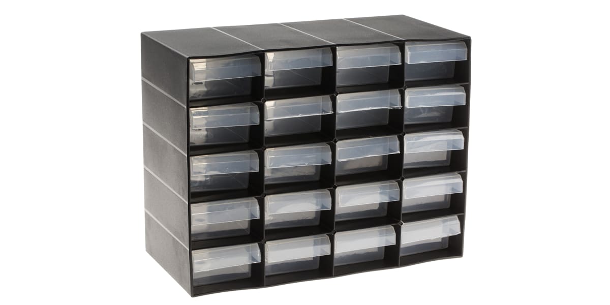 Product image for 20 DRAWER PLASTIC UNIT-BLACK