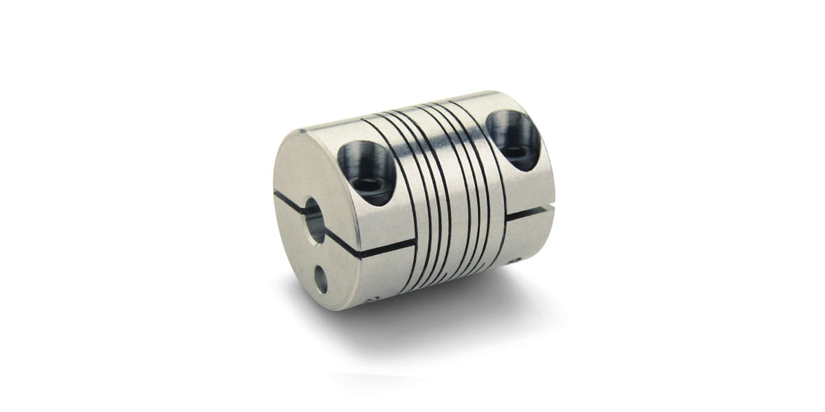 Product image for Ruland Aluminium Flexible Beam Coupling, PCMR25-6-6-A, Bore A 6mm Bore B 6mm Clamp