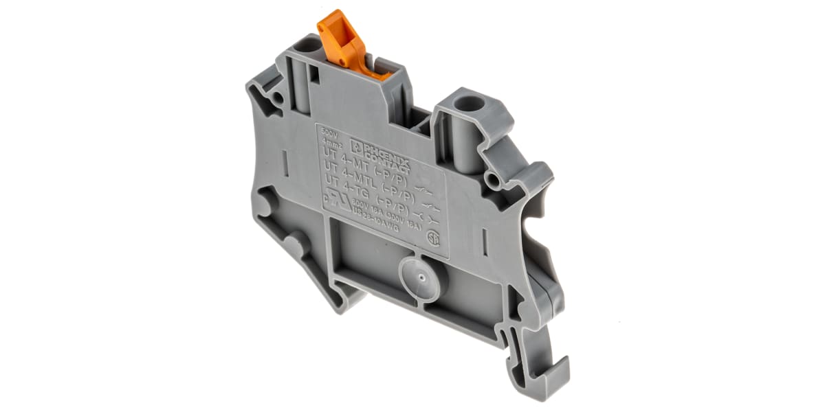 Product image for Phoenix Contact, UT 4-MTL-P/P, 500 V Knife Disconnect Terminal Block, Push In Termination