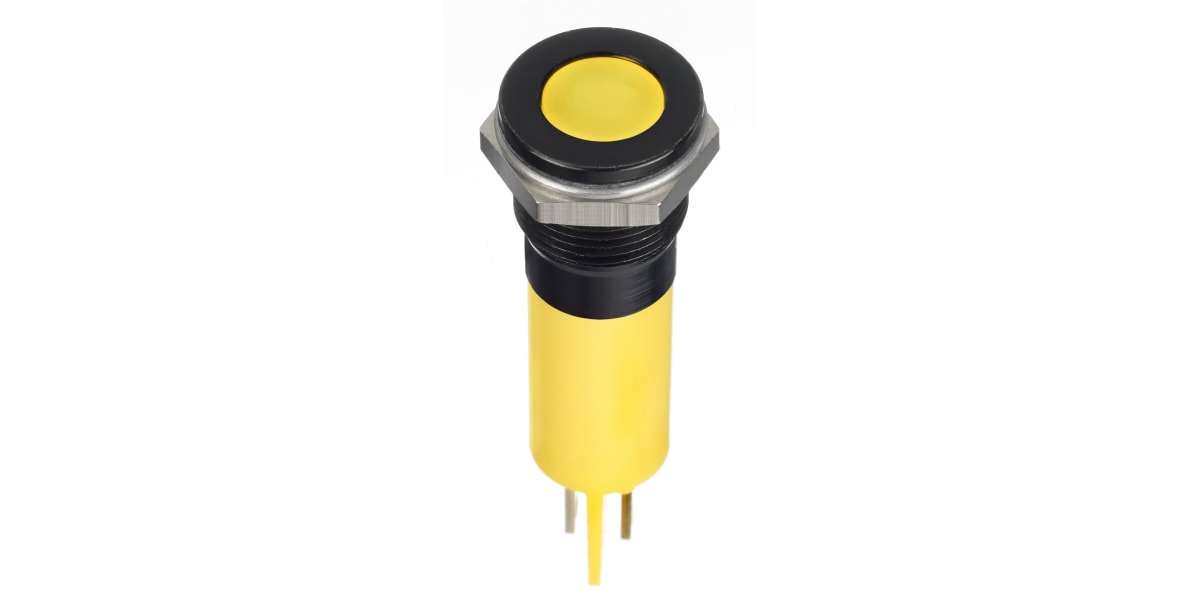 Product image for 12mm flush black chrome LED,yellow 24Vdc