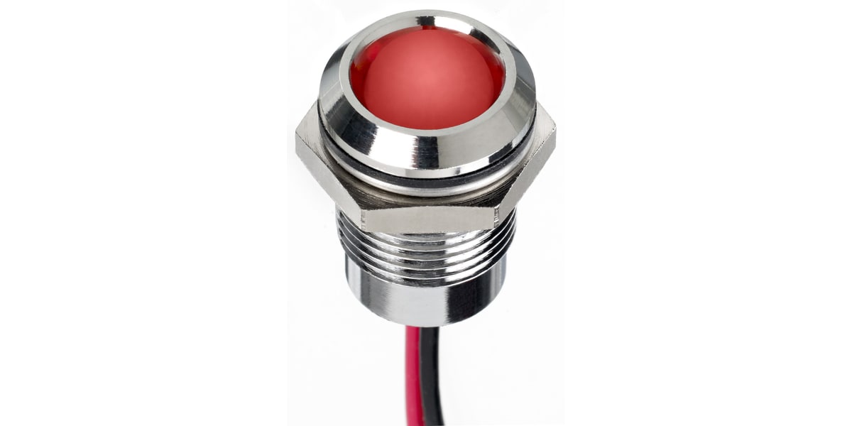 Product image for 14MM PROM IP67 SEALED CHR LED, RED 20MA