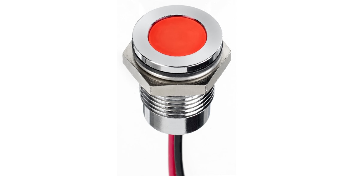 Product image for 14MM FLUSH IP67 SEALED CHR LED, RED 20MA