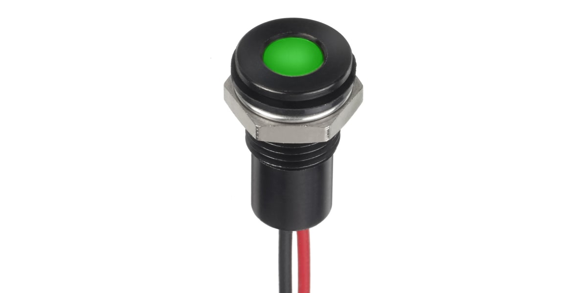 Product image for 8mm flush IP67 sealed black LED,grn 20mA