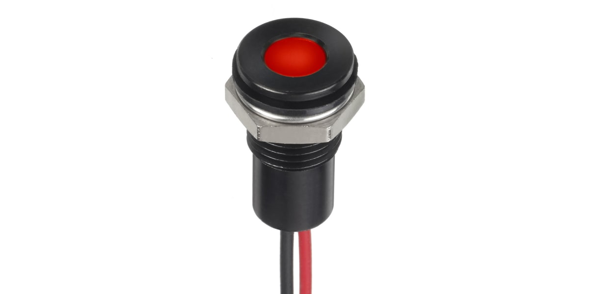 Product image for 8mm flush IP67 sealed black LED, red 24V