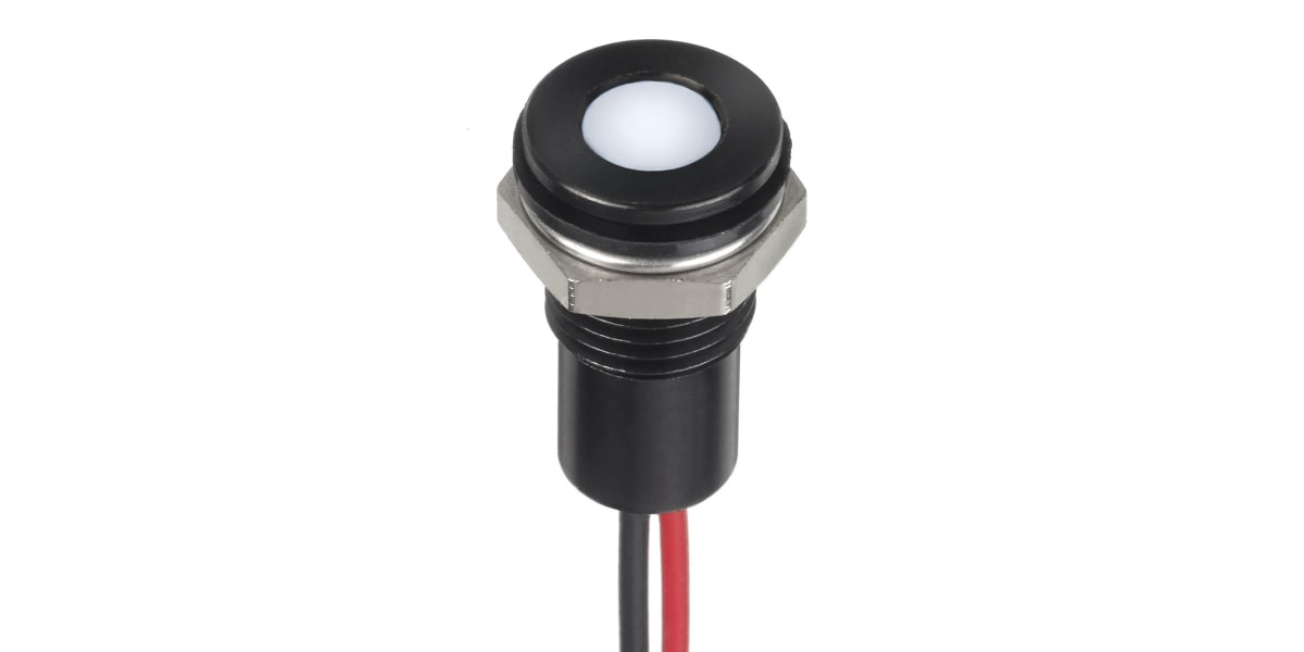 Product image for 8mm flush IP67 sealed black LED, wht 24V