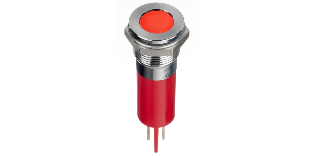 Product image for 14mm flush hyper bright LED, red 24Vdc