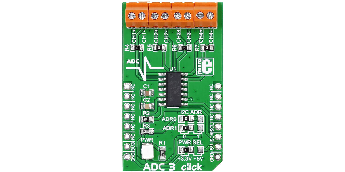 Product image for ADC3 CLICK 4CH 16BIT ADC CONVERTER BOARD