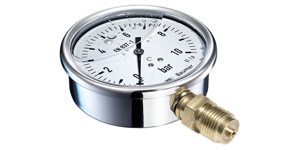 Product image for PRESSURE GAUGE S/STEEL100MM G1/2 0-16BAR