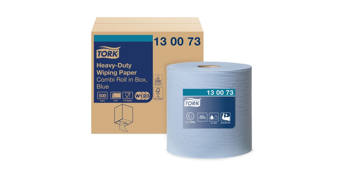 Product image for TORK HEAVY-DUTY WIPING PAPER BLUE 1X170