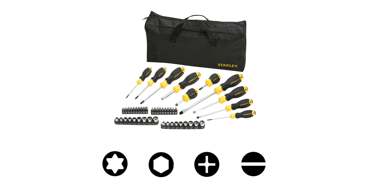 Product image for Stanley 48PC Screwdriver/Socket Set+Bag