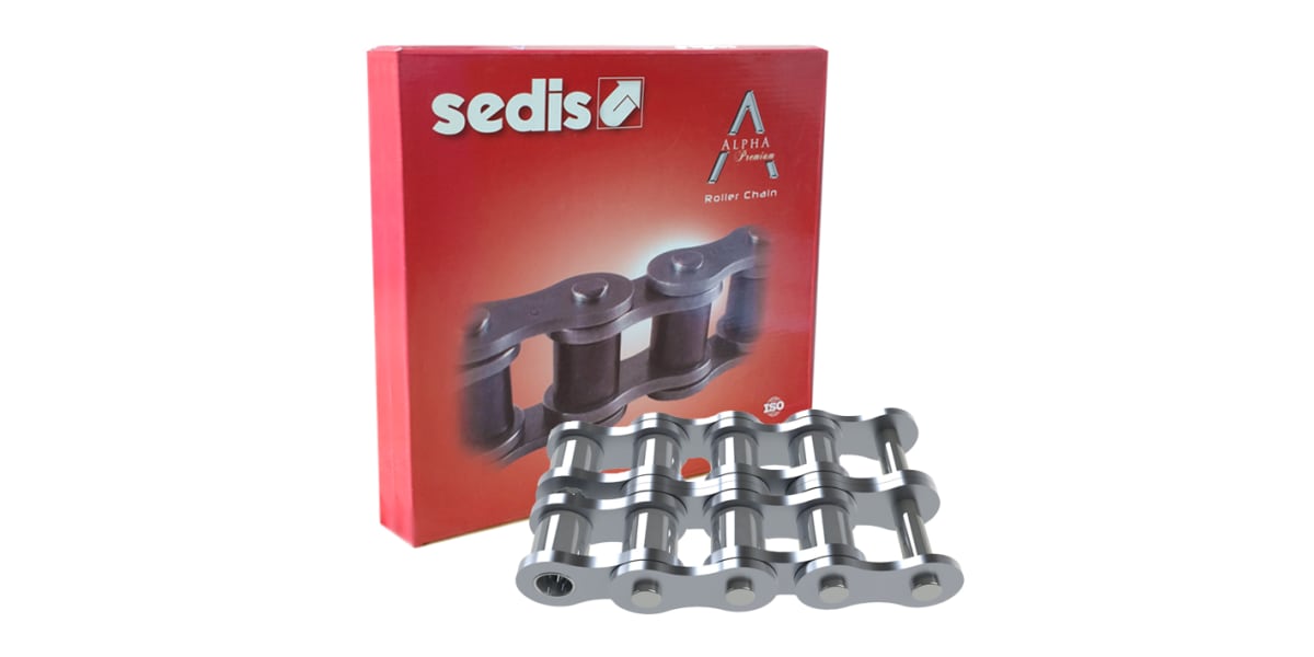 Product image for Sedis ALPHA 08B-2, Stainless Steel Duplex Roller Chain, 5m Long