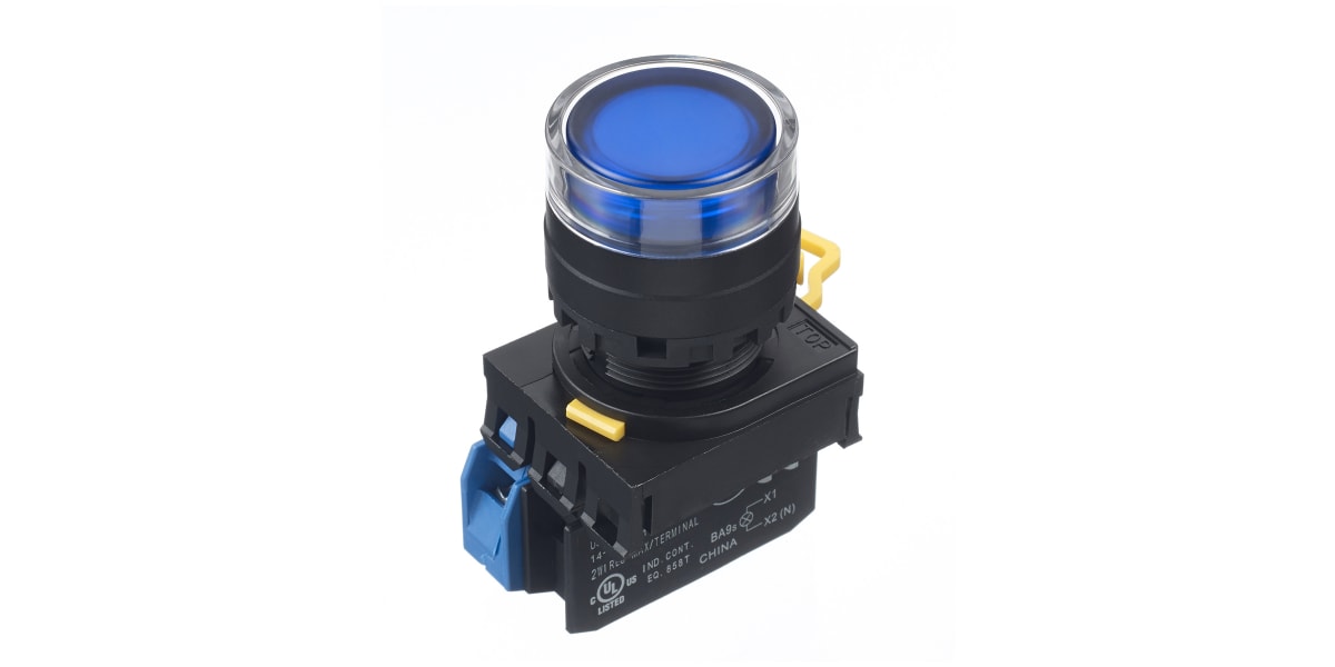 Product image for  YW22MM PBI EXT MAINT 1NO LED 24V BLUE
