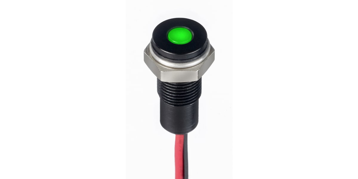 Product image for 6MM FLUSH IP67 SEALED BLACK LED,GRN 20MA