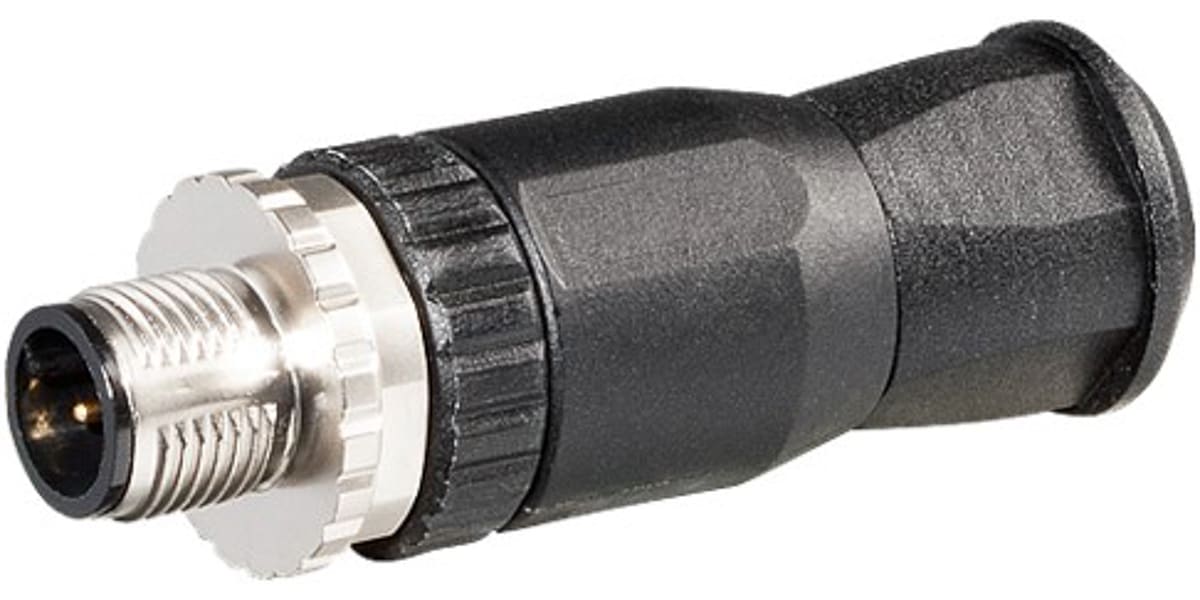 Product image for M12 connector male 5p straight self-wire