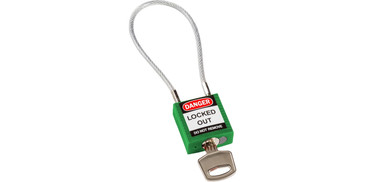 Product image for SAFETYPADLOCKS-COMPACT CABLE KEYED GREEN