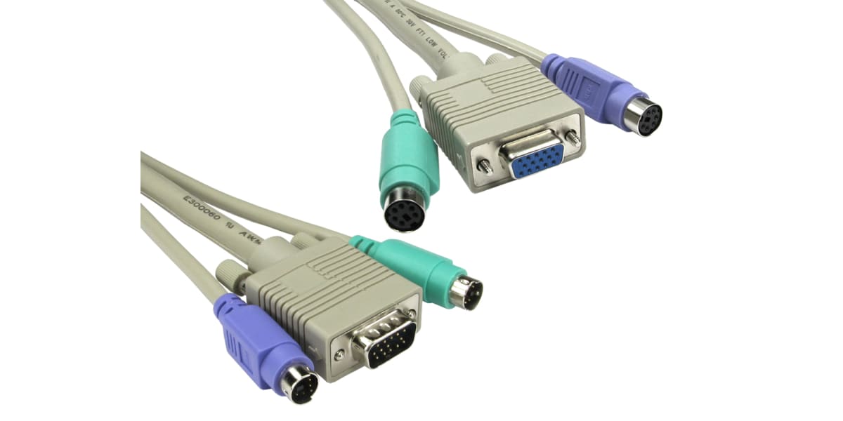 Product image for 3mtr KVM HD15 VGA/SVGA M-F & 2 x PS/2 M-