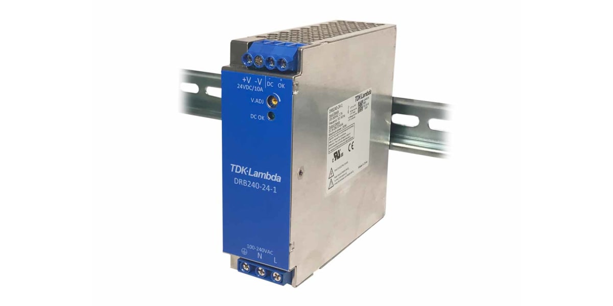 Product image for TDK-Lambda DRB120-480 DIN Rail Power Supply DIN Rail Panel Mount Power Supply with Curve B Conducted & Radiated EMI,