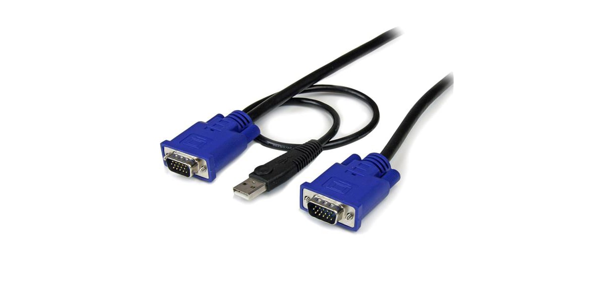 Product image for 15 ft 2-in-1 Ultra Thin USB KVM Cable