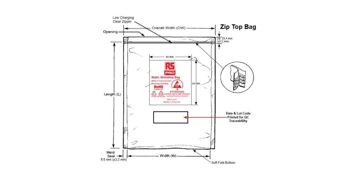 Product image for Zip-lock shielding bag,51x76mm 100pcs