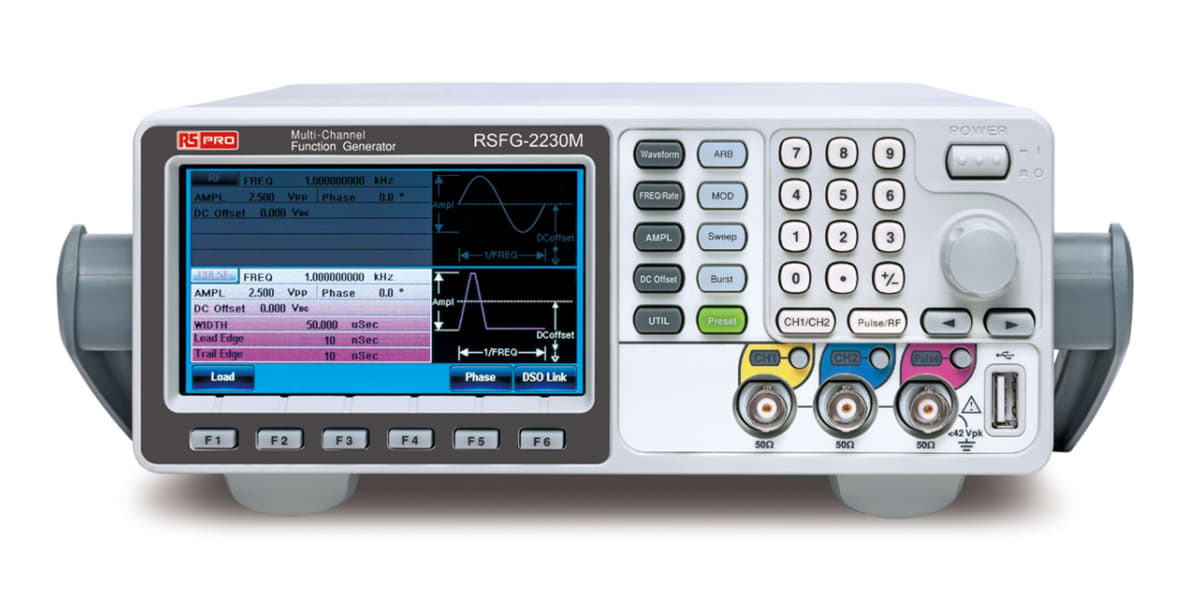 Product image for RS PRO RSFG-2230 Function Generator 25MHz (Sinewave) LAN, USB