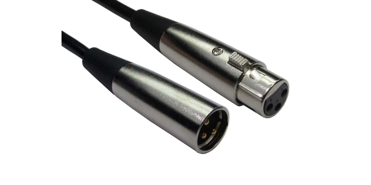 Product image for RS PRO XLR Cable Assembly 500mm Black Male to Female