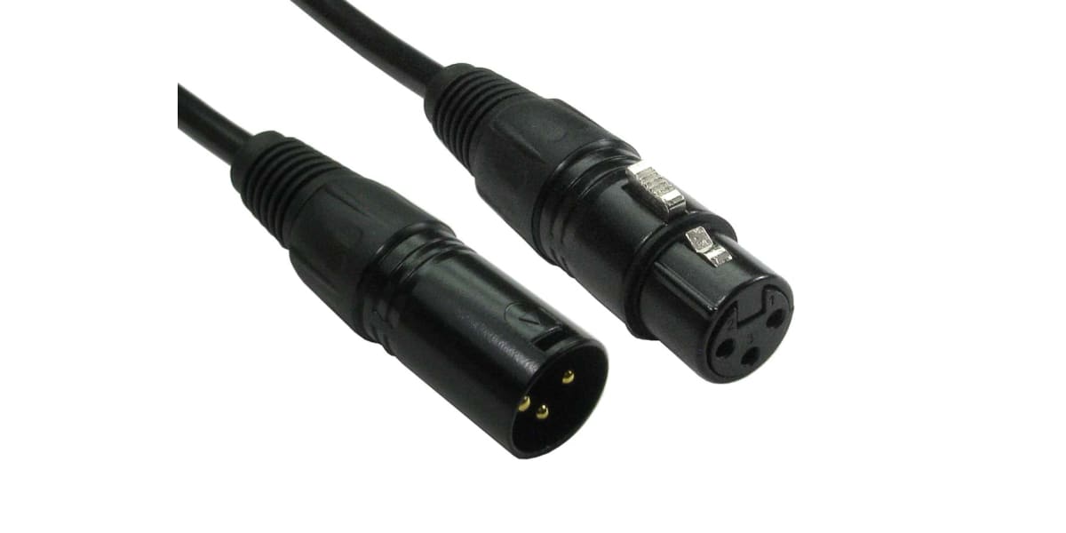 Product image for 2M 3PIN XLR M-F CABLE BLACK CONN GOLD PI