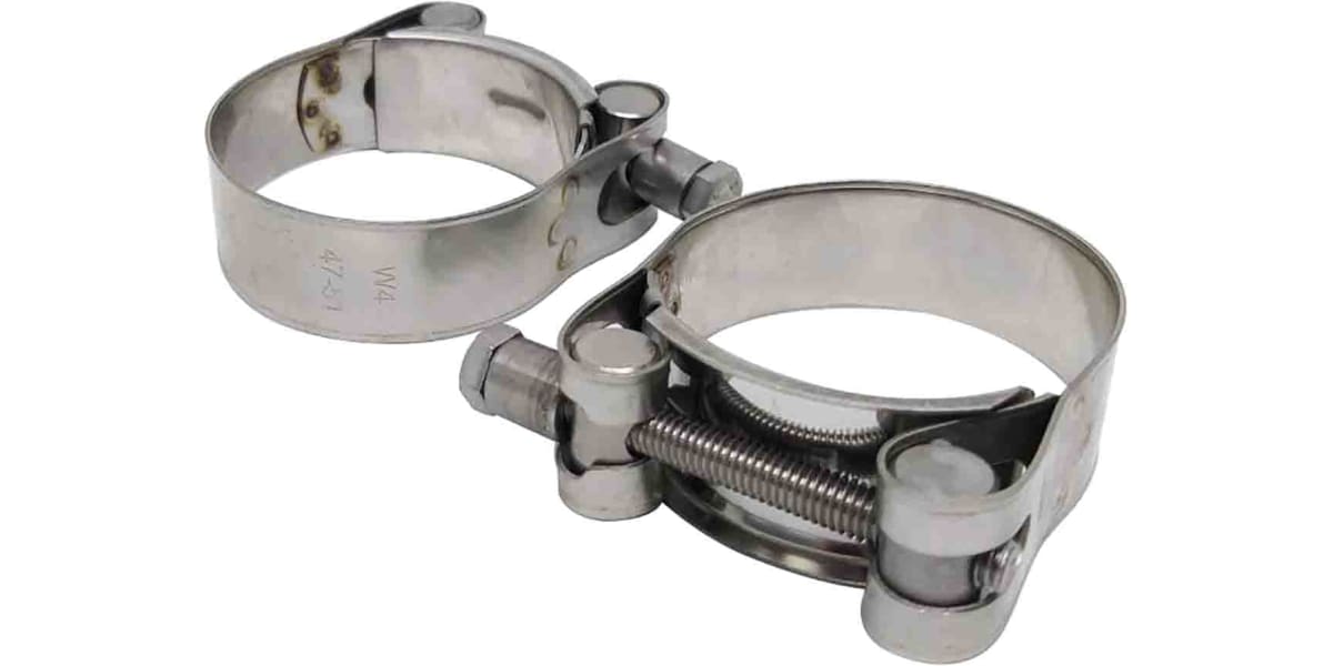 Product image for RS PRO Stainless Steel 304 Bolt Head Hose Clamp, 23mm Band Width, 47mm - 51mm Inside Diameter