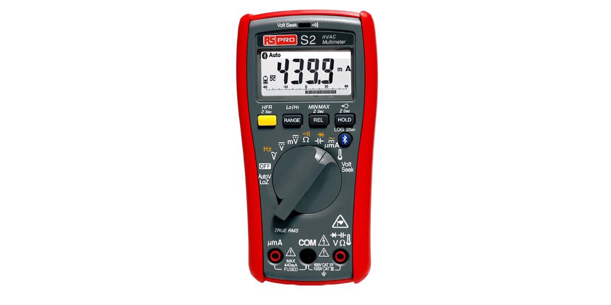 Product image for RS PRO Digital Multimeter, 400mA ac 1000V ac 400mA dc 1000V dc 40MΩ Bluetooth Connectivity