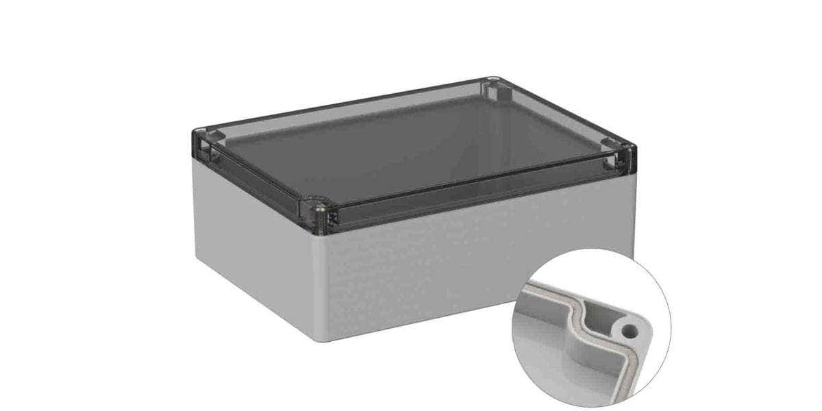 Product image for RS PRO Light Grey Polycarbonate General Purpose Enclosure, IP66, Shielded, 150 x 200 x75mm