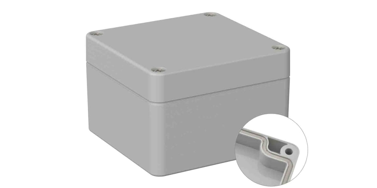 Product image for RS PRO Light Grey Polycarbonate General Purpose Enclosure, IP66, Shielded, 120 x 122 x85mm