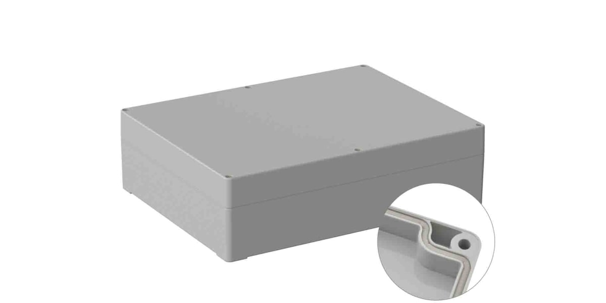 Product image for RS PRO Light Grey Polycarbonate General Purpose Enclosure, IP66, Shielded, 230 x 300 x 85mm