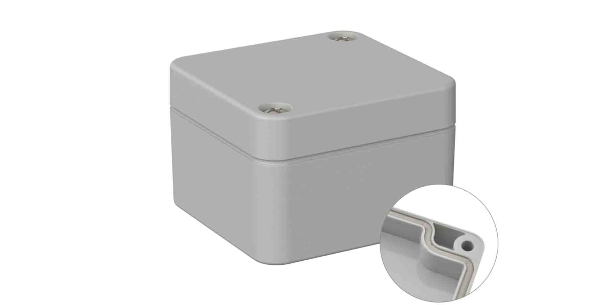 Product image for RS PRO Light Grey ABS General Purpose Enclosure, IP66, Shielded, 50 x 52 x 35mm