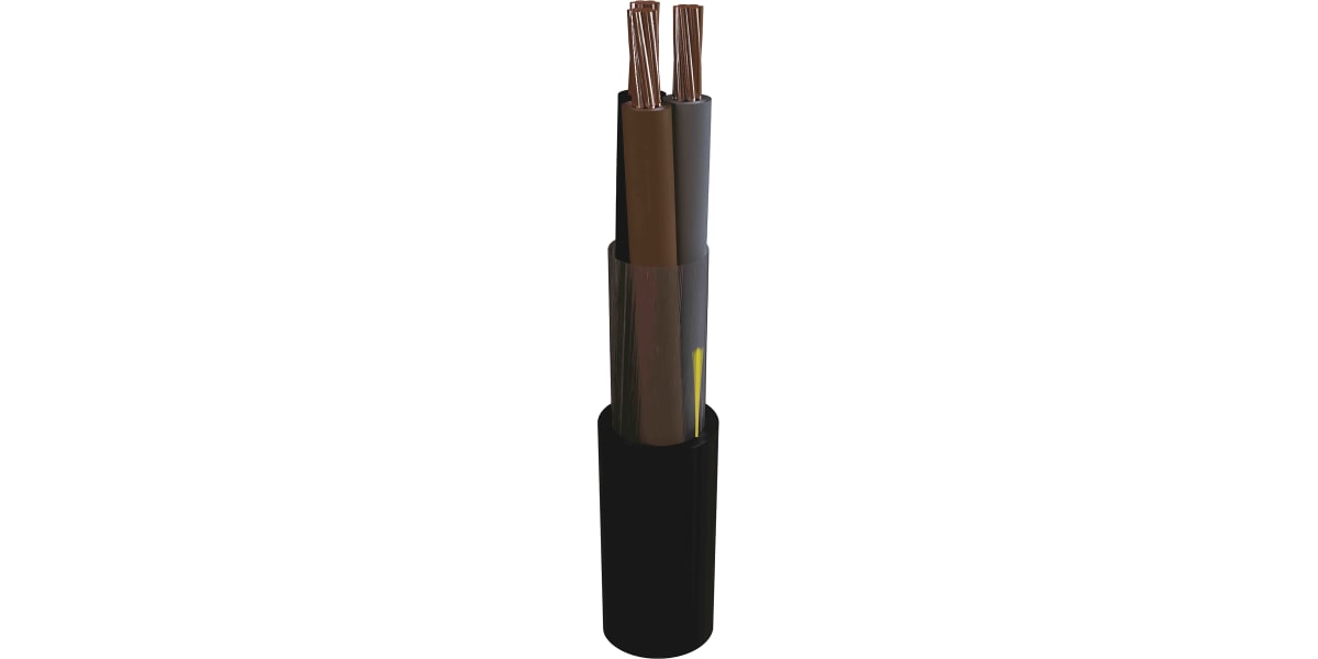 Product image for 4 Core Unscreened Power Cable, 1.5 mm² Black 100m Reel, 6/1 kV, MarineLine YZp 0 Series