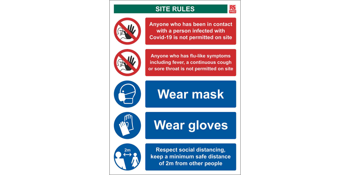 Product image for RS PRO PVC Social Distancing Workplace Safety Sign With English Text, 400 x 300mm