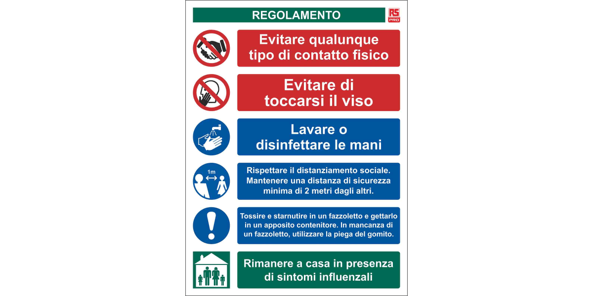 Product image for RS PRO PVC Social Distancing Site Safety Sign With Italian Text, 400 x 300mm