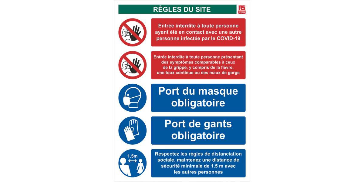 Product image for RS PRO PVC Social Distancing Workplace Safety Sign With French Text, 400 x 300mm