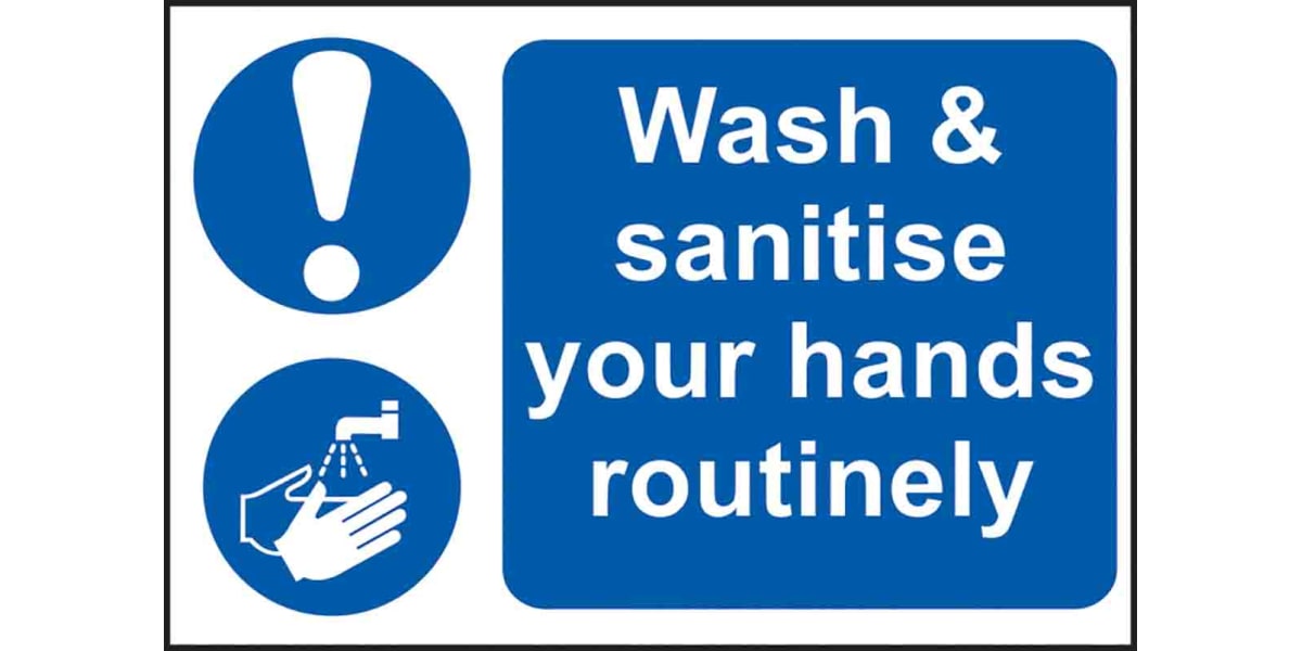 Product image for RS PRO PVC Mandatory Hygiene Sign With English Text, 300 x 200mm